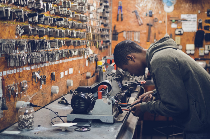 a locksmith at work